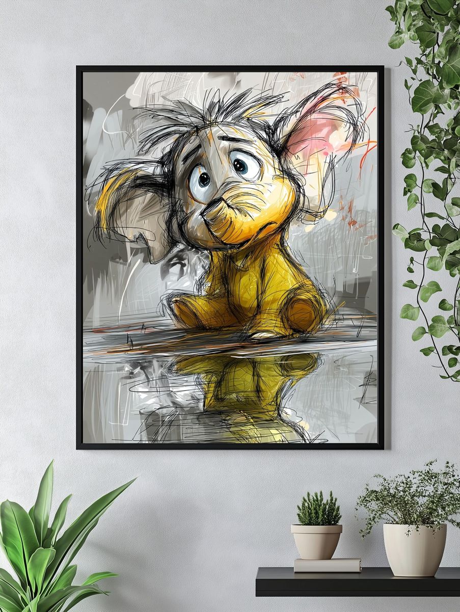 Sad Mouse Illustration Poster. — room view 4