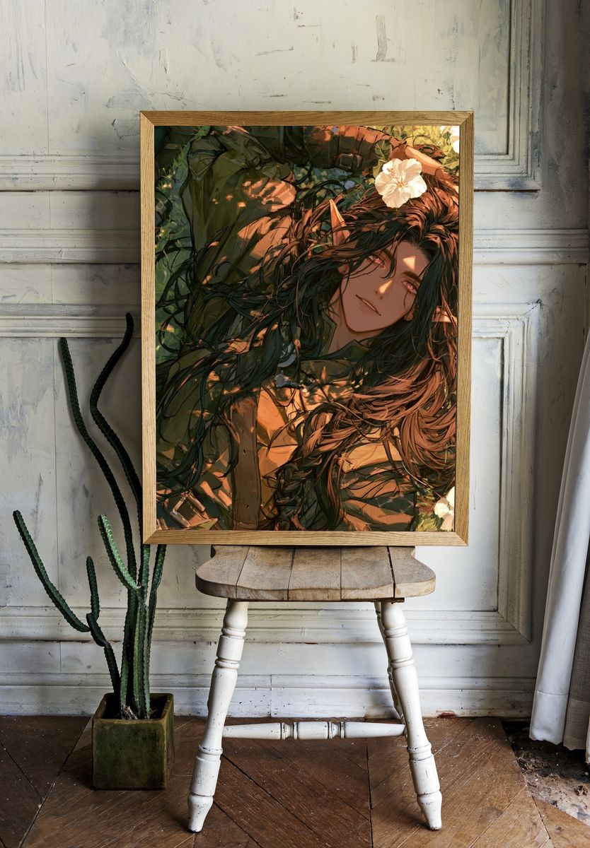 Forest Elf Portrait Print. room preview