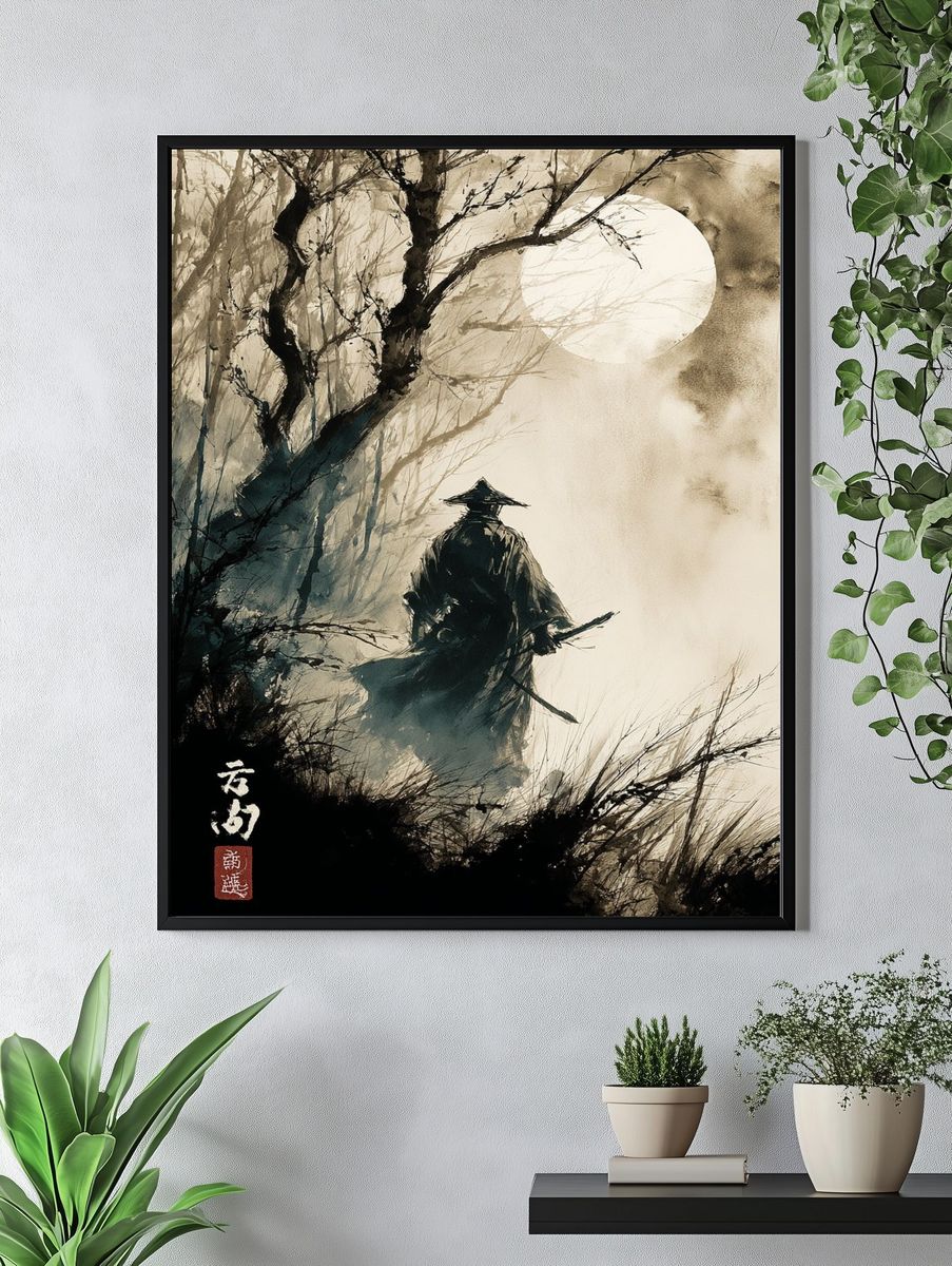 Samurai Moonlit Forest Print. — room view 4