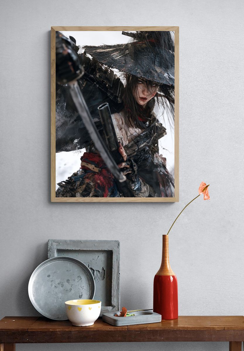 Samurai Warrior Digital Art Poster. — room view 3