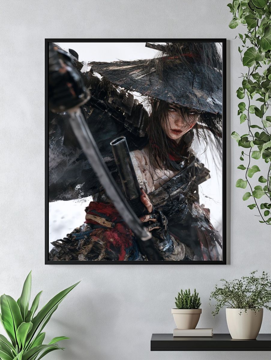 Samurai Warrior Digital Art Poster. — room view 4