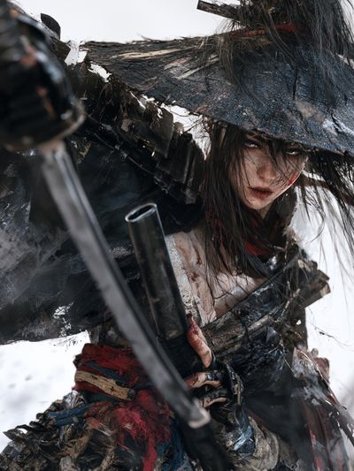 Samurai Warrior Digital Art Poster.