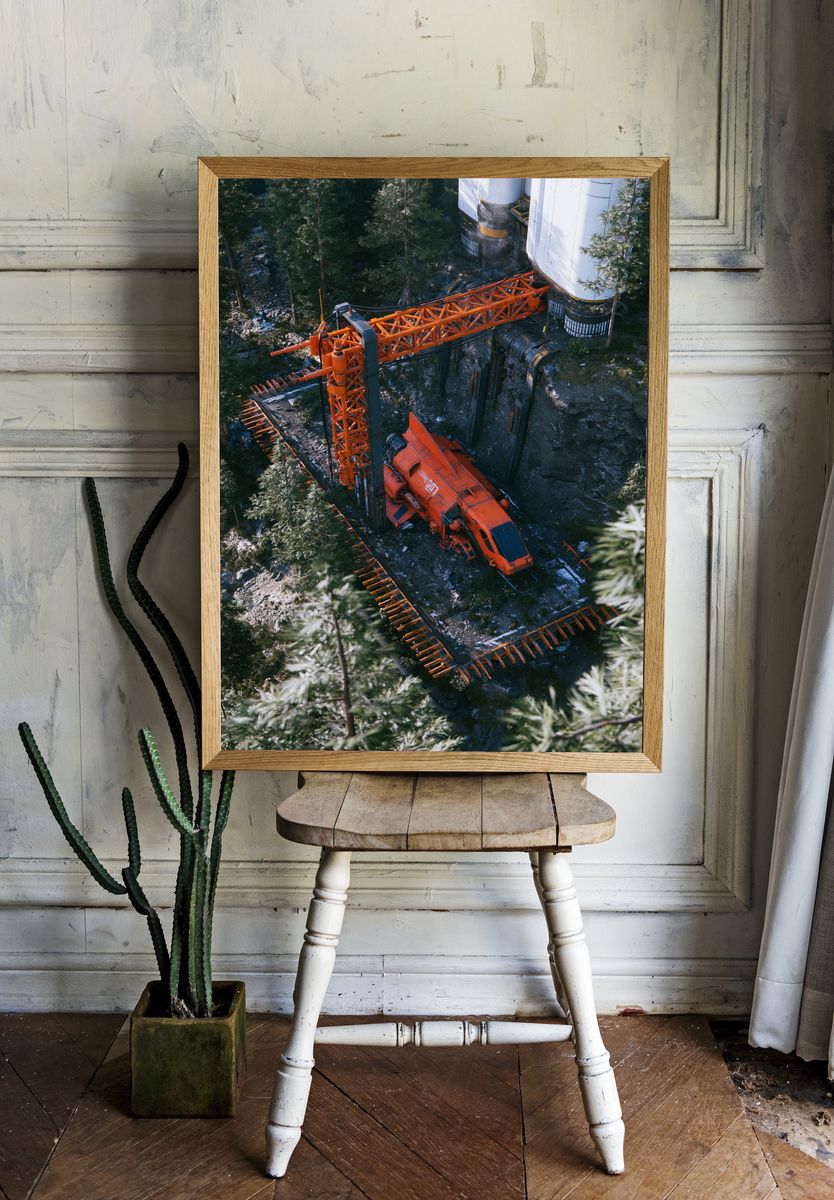 Industrial Excavator Forest Poster. — room view 1