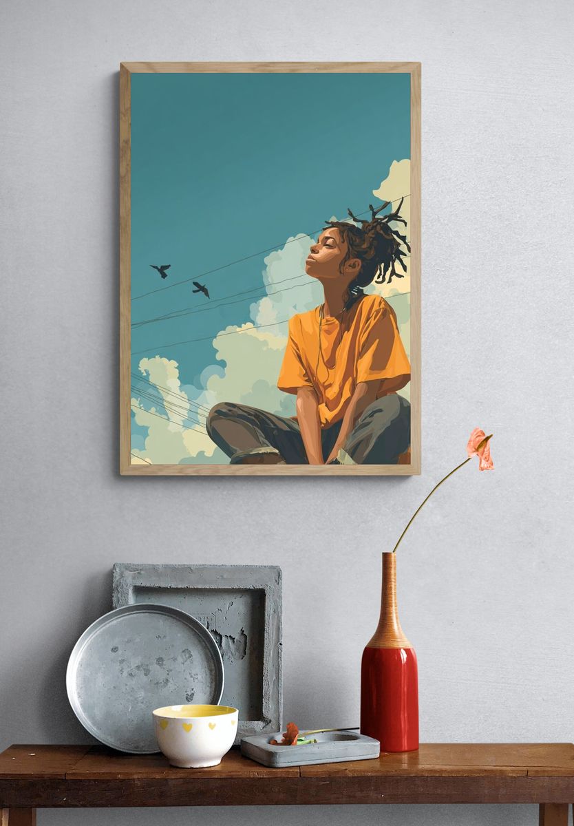 Dreamy Sky Portrait Illustration Poster. — room view 3