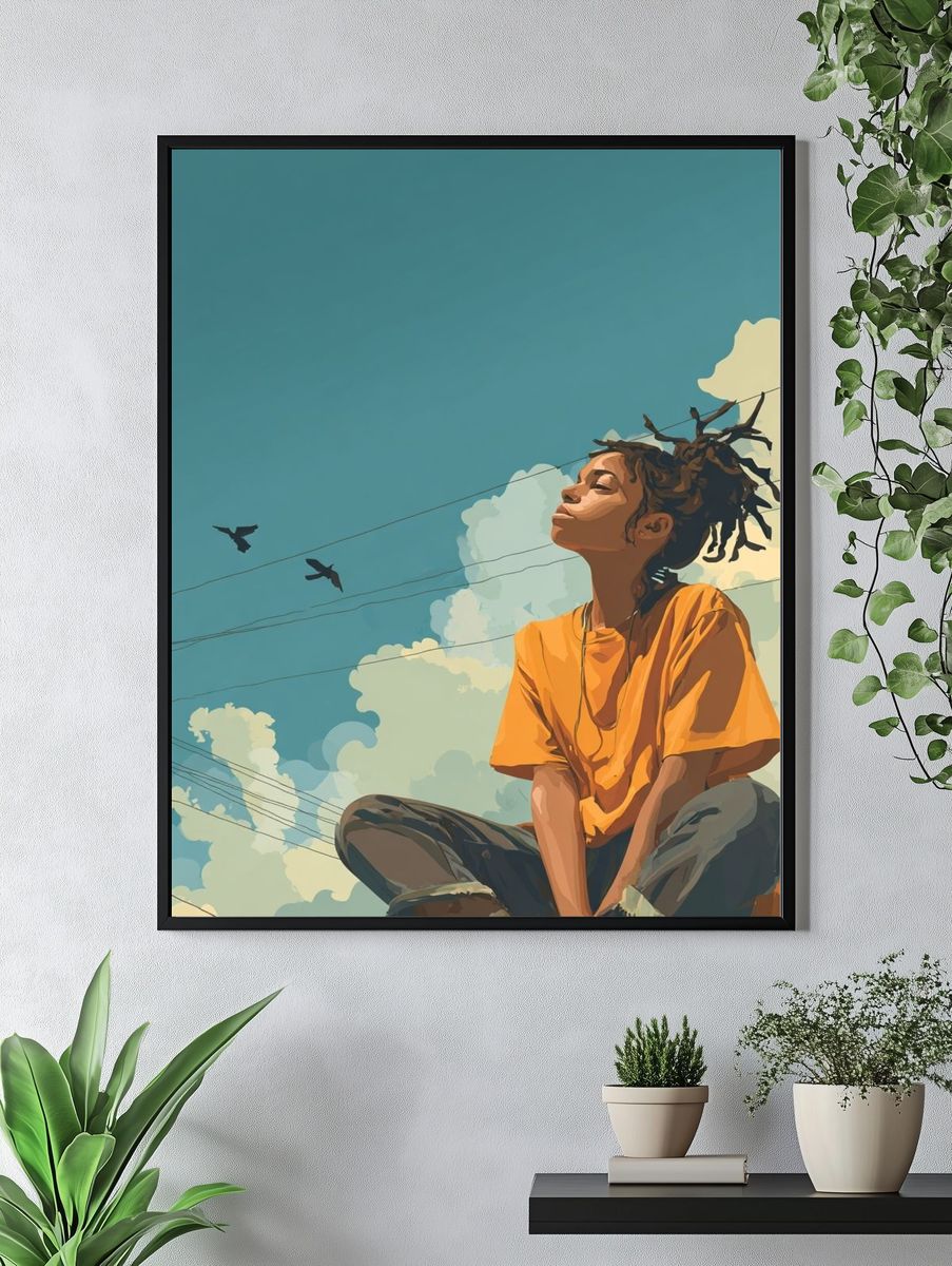 Dreamy Sky Portrait Illustration Poster. — room view 4