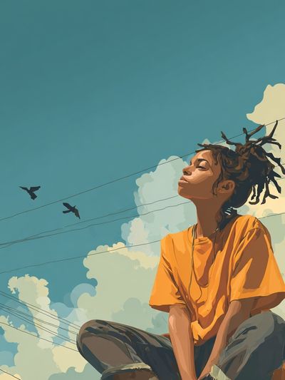 Dreamy Sky Portrait Illustration Poster. poster print