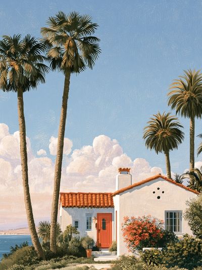 Coastal Palm House Illustration Poster.