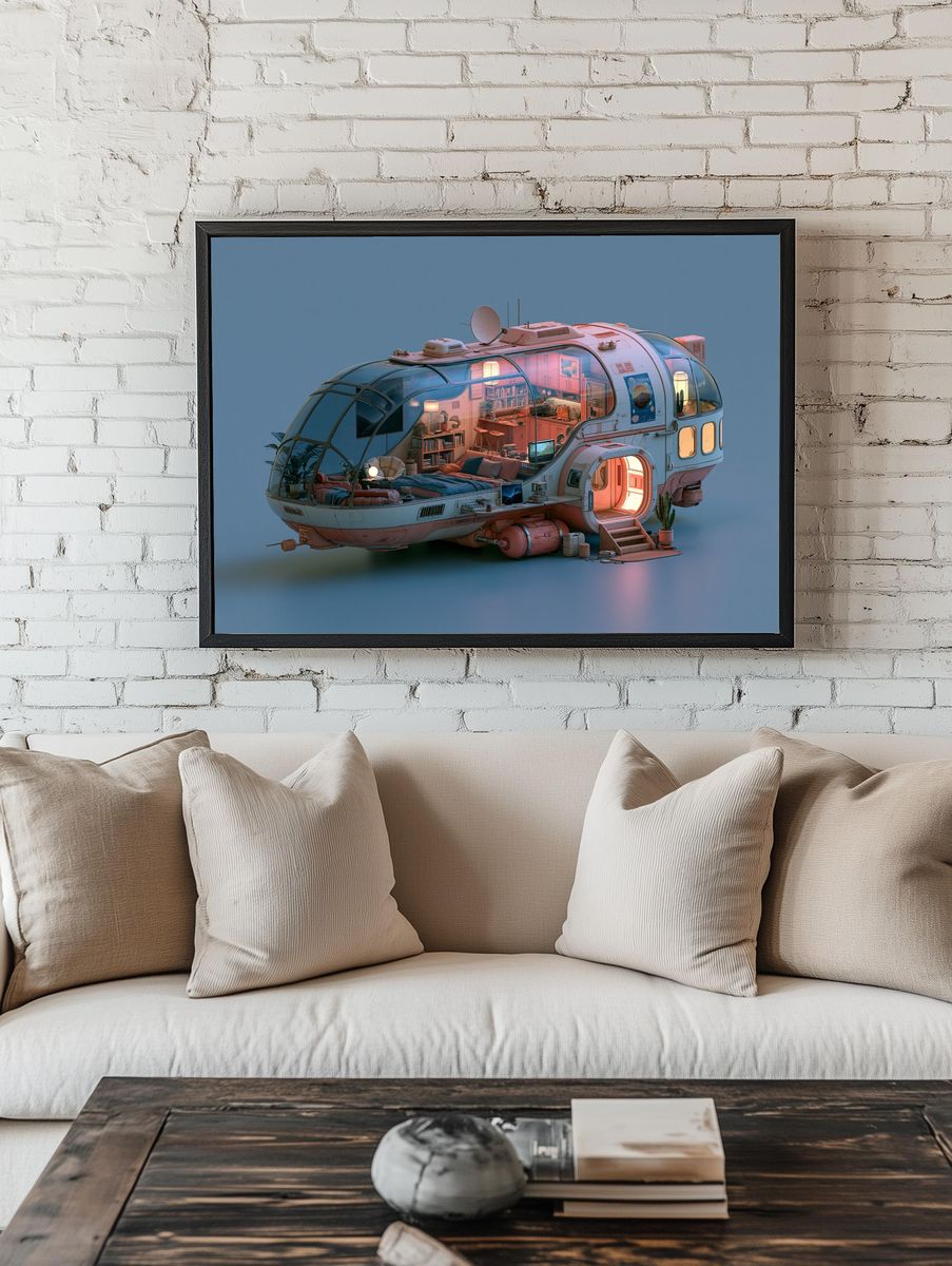 Futuristic Space Pod Illustration Poster. room preview