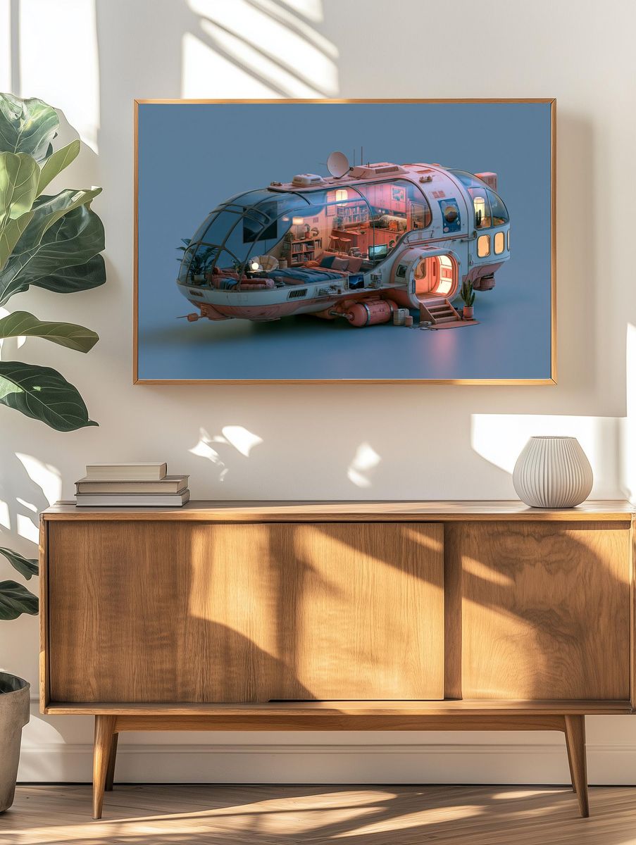Futuristic Space Pod Illustration Poster. — room view 3
