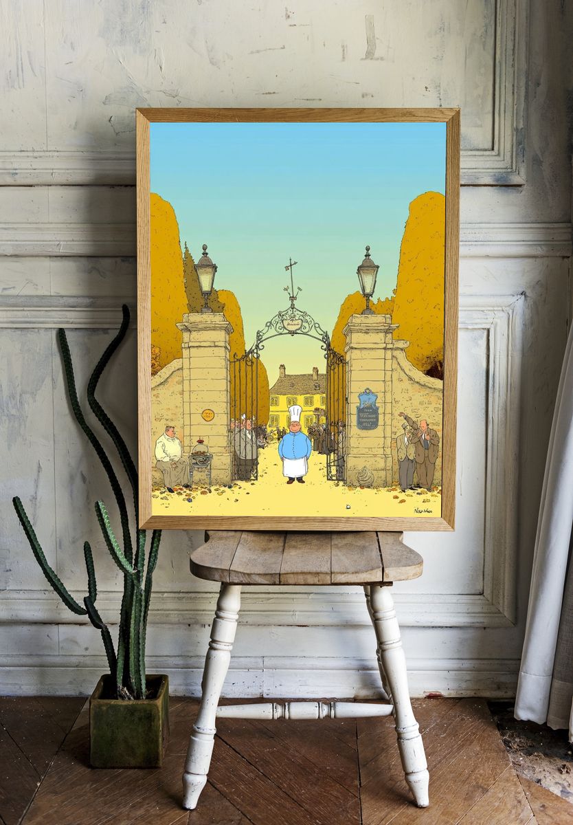 French Village Gate Illustration Poster. — room view 1
