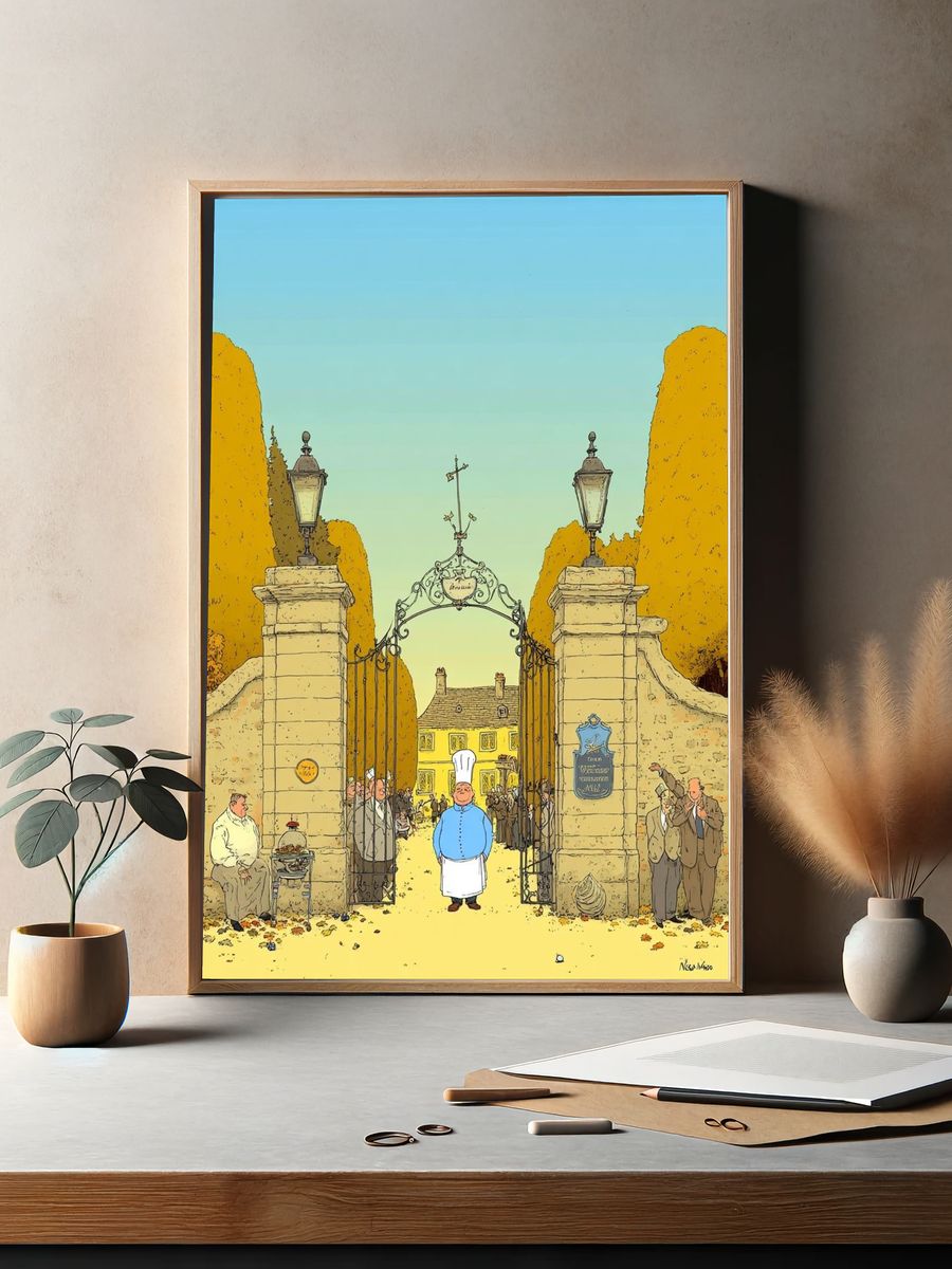 French Village Gate Illustration Poster. — room view 2