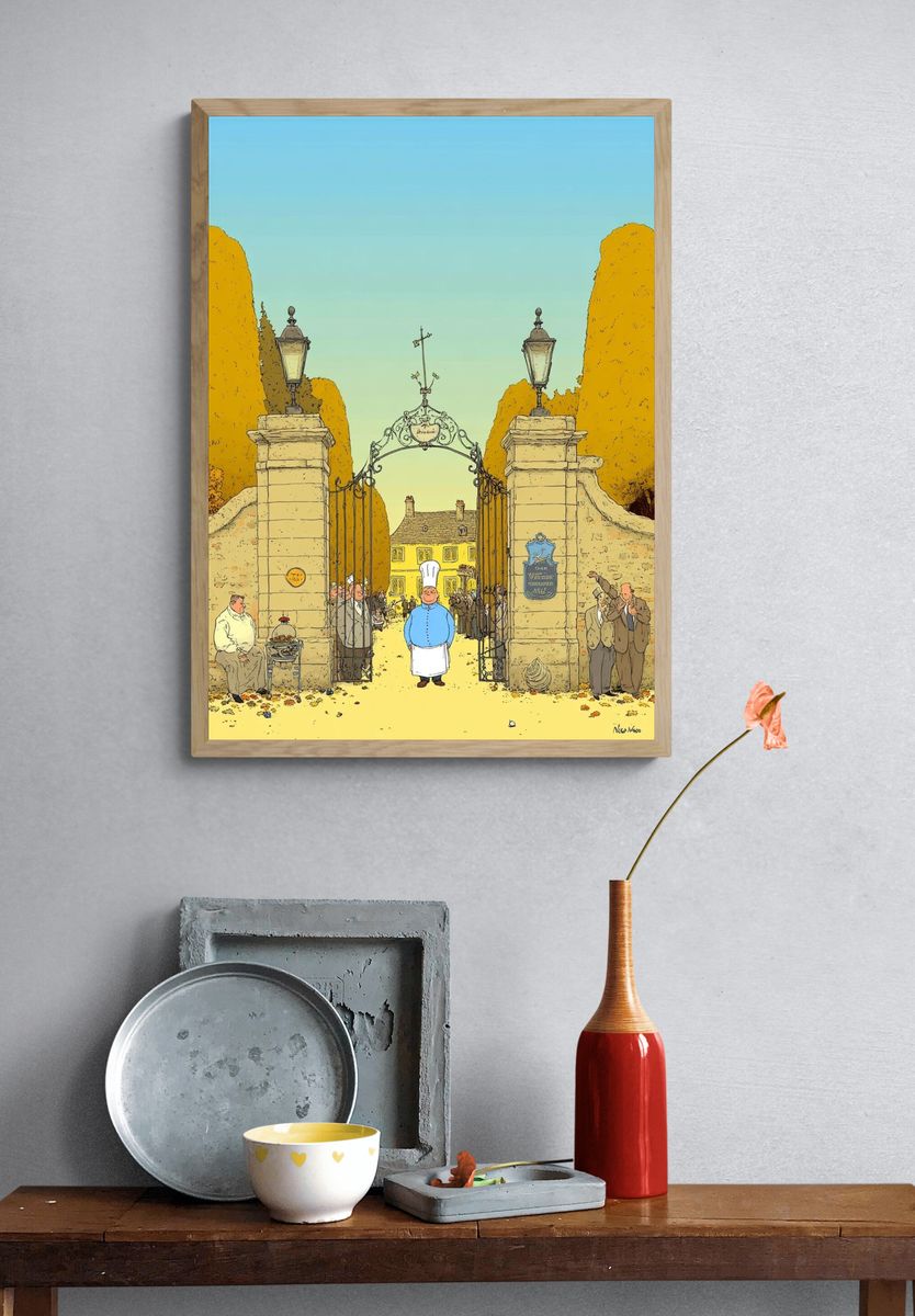 French Village Gate Illustration Poster. — room view 3