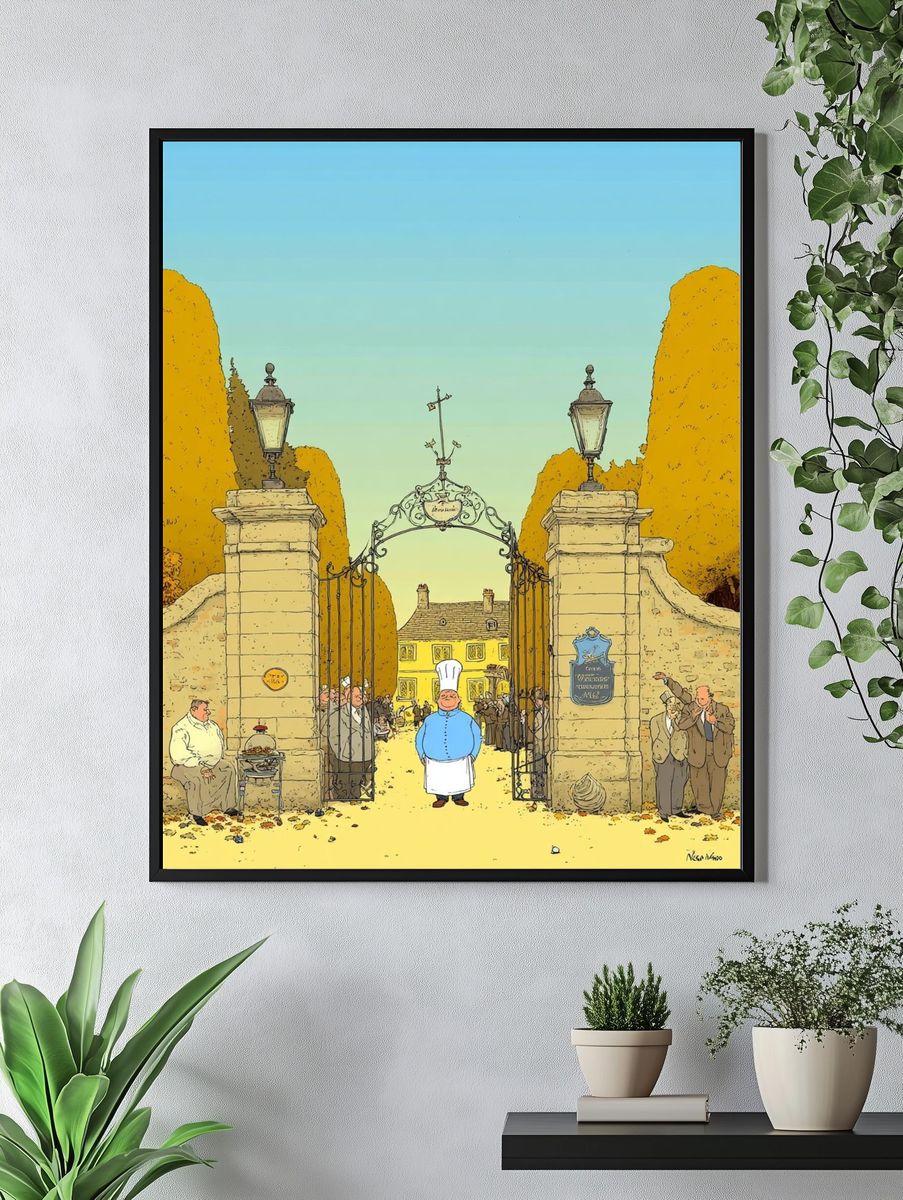 French Village Gate Illustration Poster. — room view 4