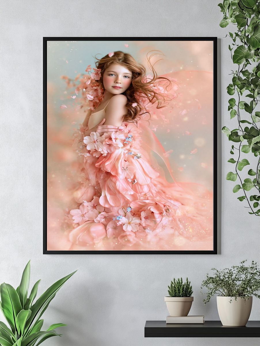 Blush Blossom Girl Illustration Poster. — room view 4