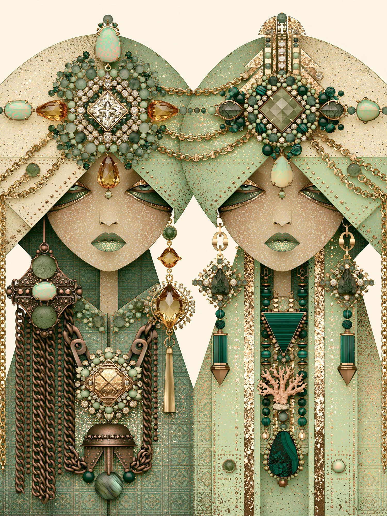 Art Deco Jewel Portrait Print. poster detail