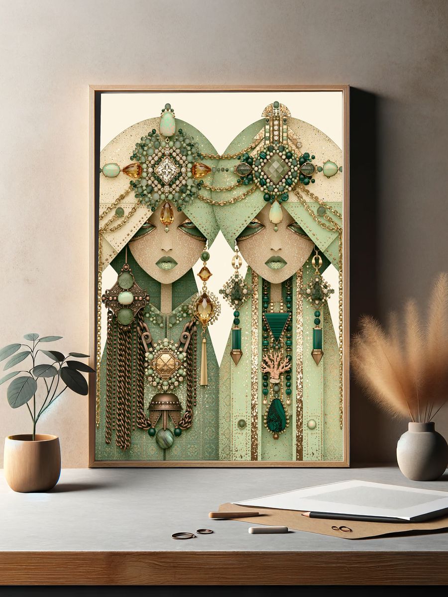 Art Deco Jewel Portrait Print. — room view 2