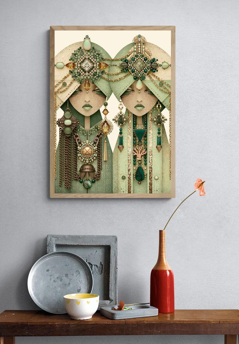 Art Deco Jewel Portrait Print. — room view 3