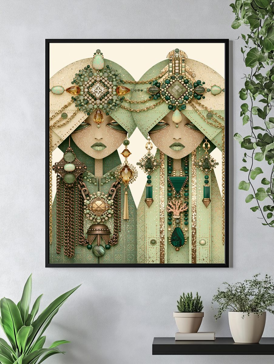 Art Deco Jewel Portrait Print. — room view 4