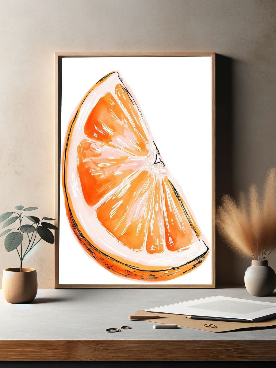Orange Slice Watercolor Print. — room view 2