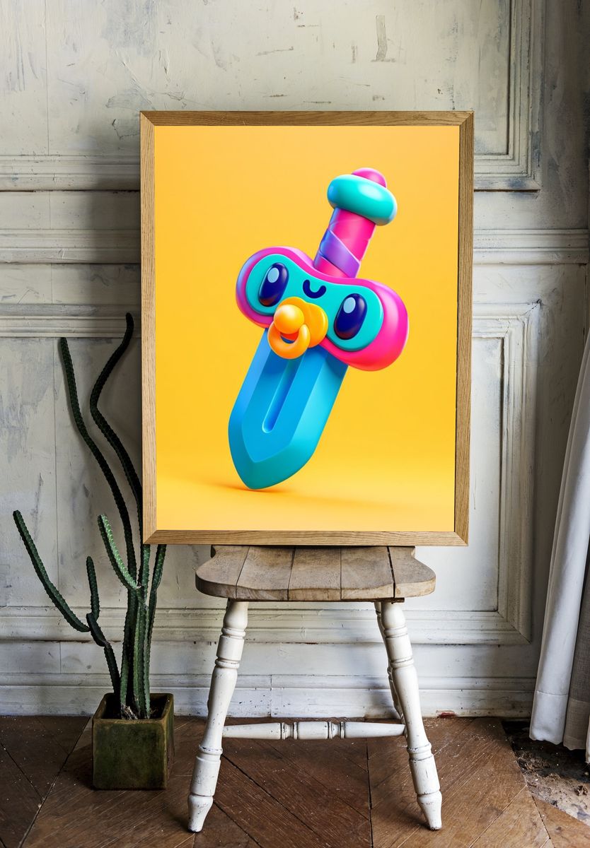 Cute Toy Sword Illustration Poster. — room view 1
