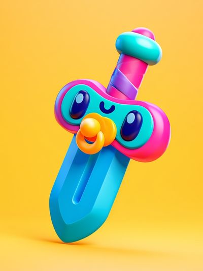 Cute Toy Sword Illustration Poster.