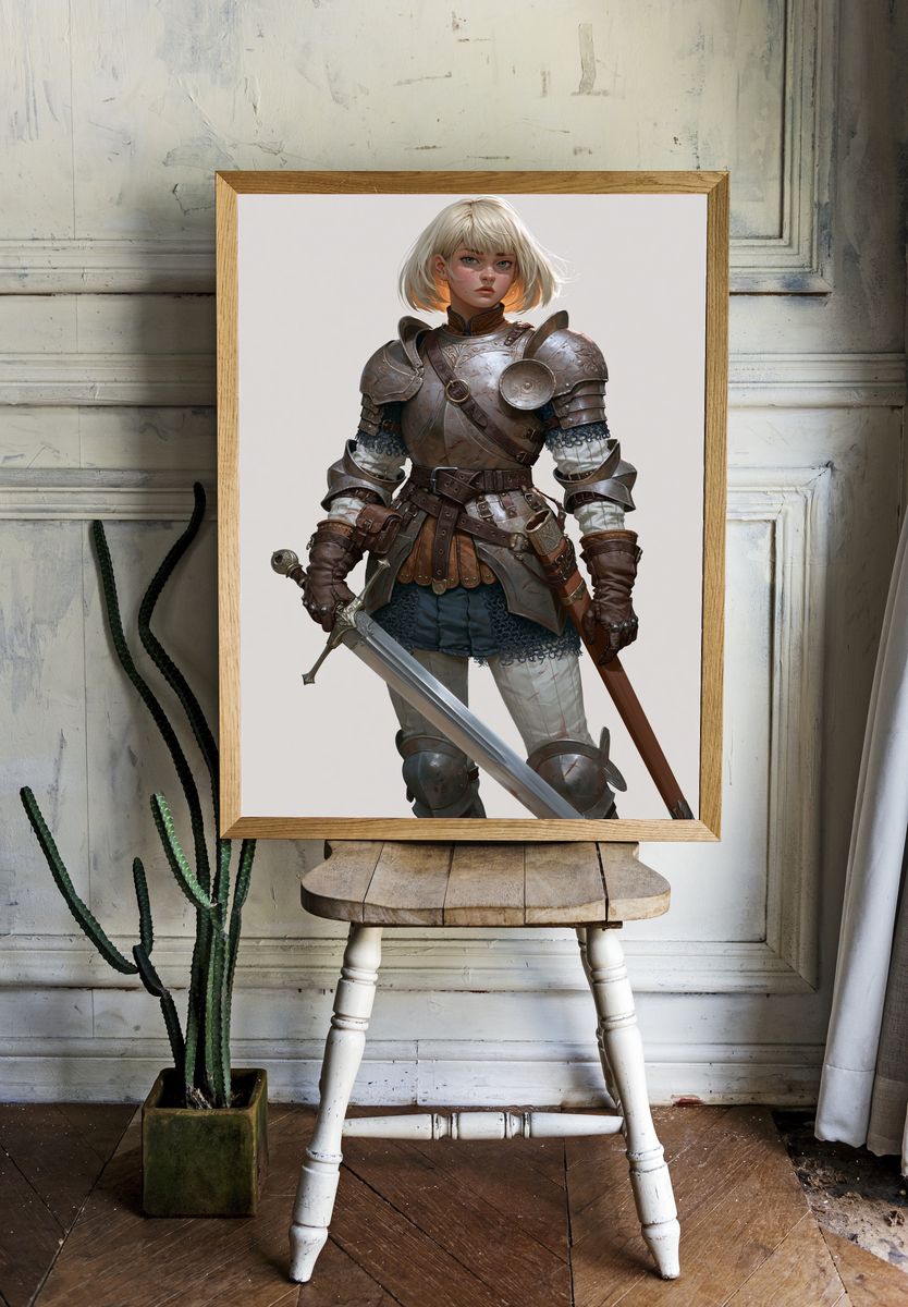 Armored Fantasy Warrior Illustration Poster. — room view 1