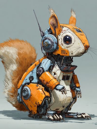 Robot Squirrel Digital Art Poster. poster
