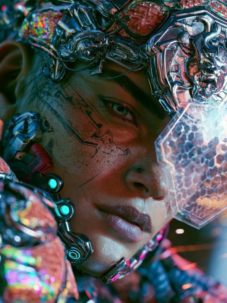 Cybernetic Portrait Digital Art Poster. poster — illustration art