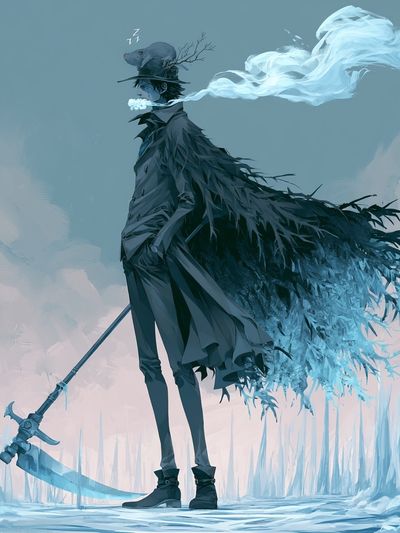 Dreamlike Scythe Figure Illustration Poster. poster