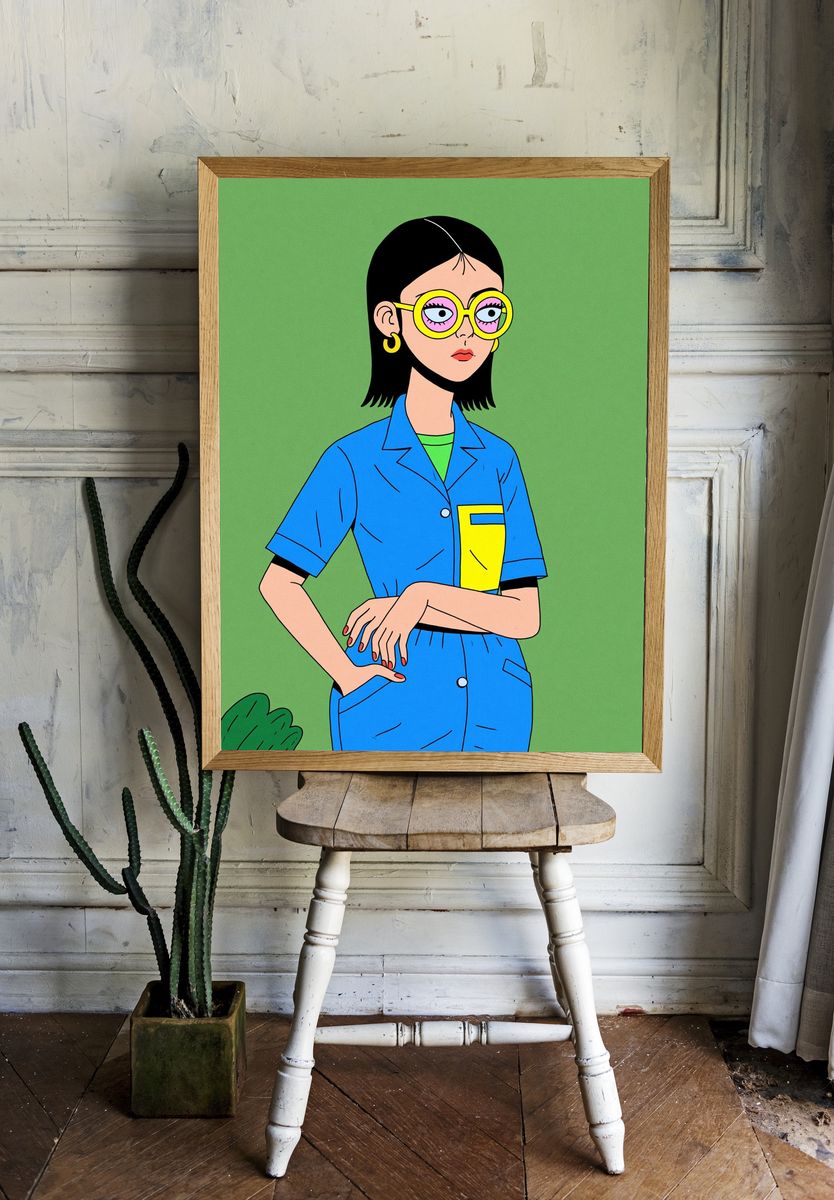 Stylish Woman Illustration Poster. — room view 1