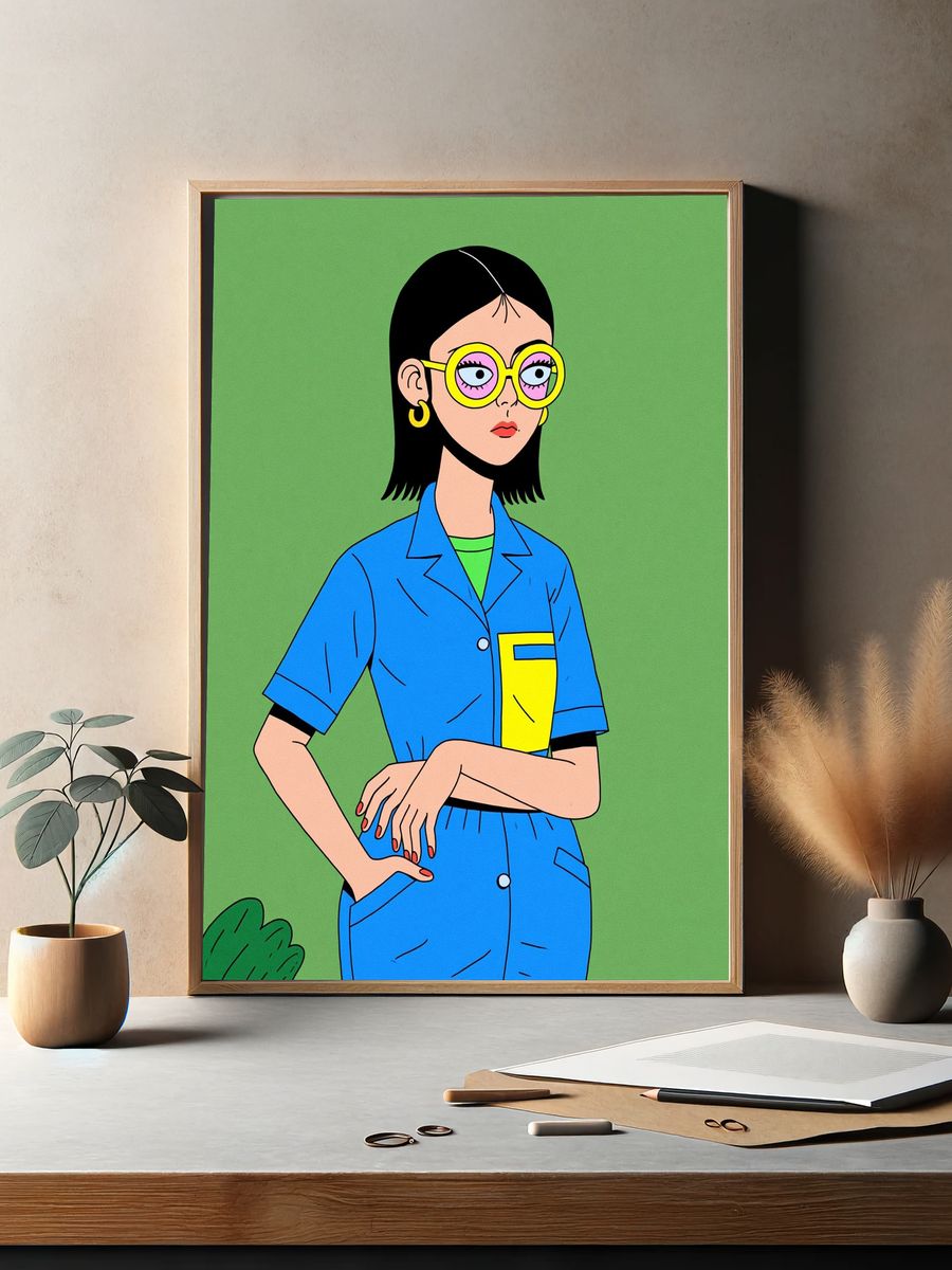 Stylish Woman Illustration Poster. — room view 2