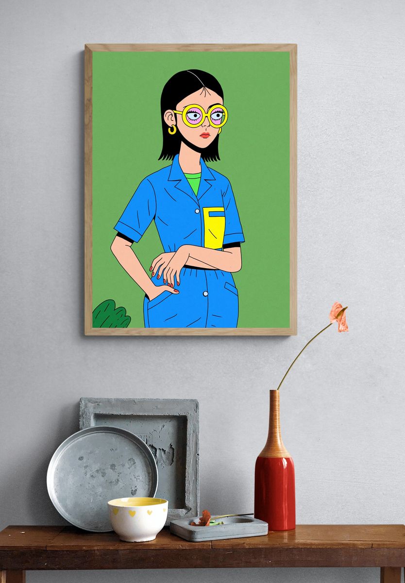 Stylish Woman Illustration Poster. — room view 3