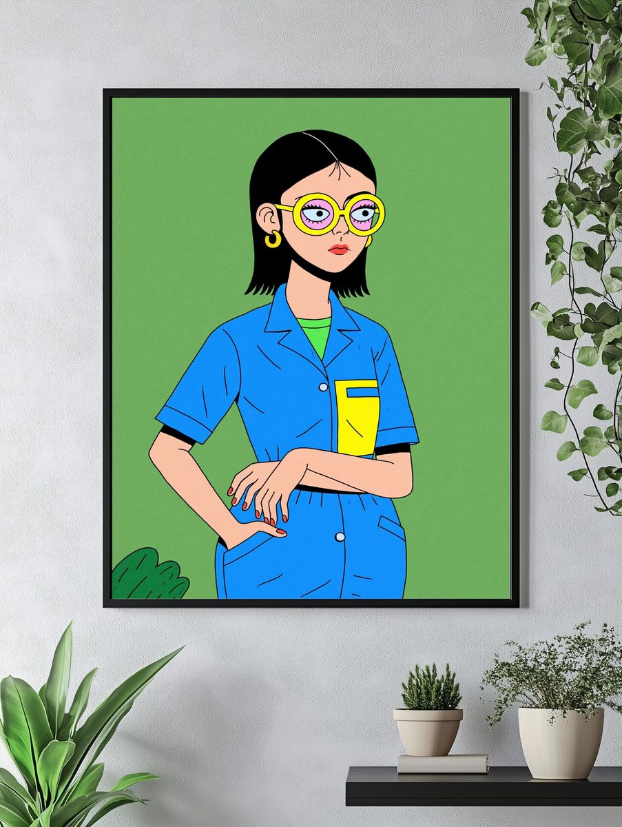 Stylish Woman Illustration Poster. — room view 4