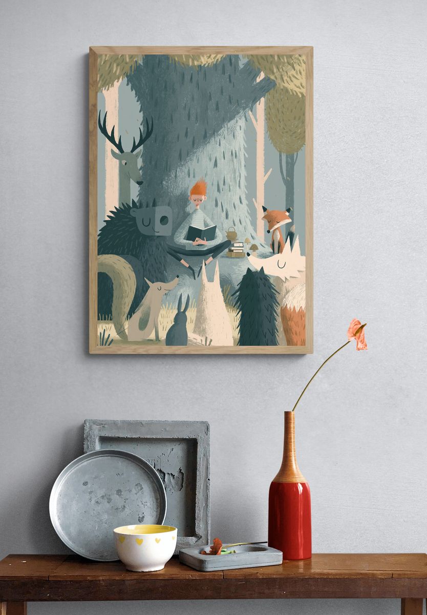 Forest Storytime Illustration Poster. — room view 3