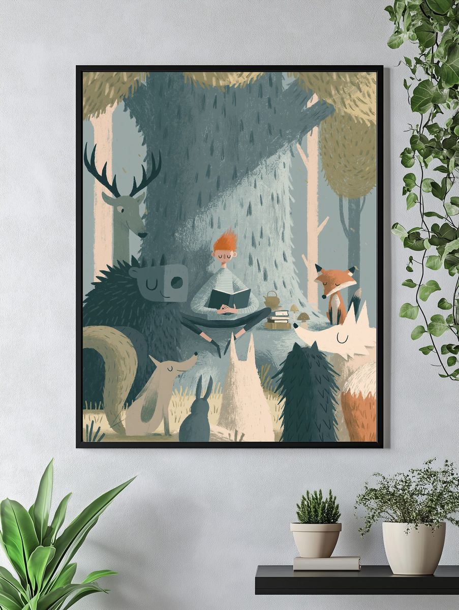 Forest Storytime Illustration Poster. — room view 4