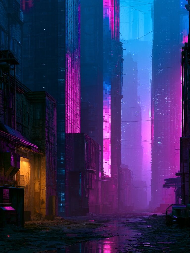 Neon Cyberpunk Alley Poster. poster detail