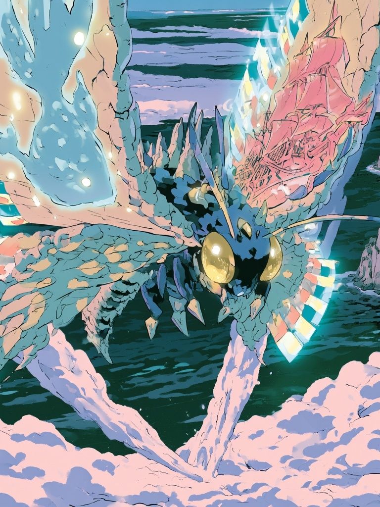 Giant Moth Over Sea Print. poster detail