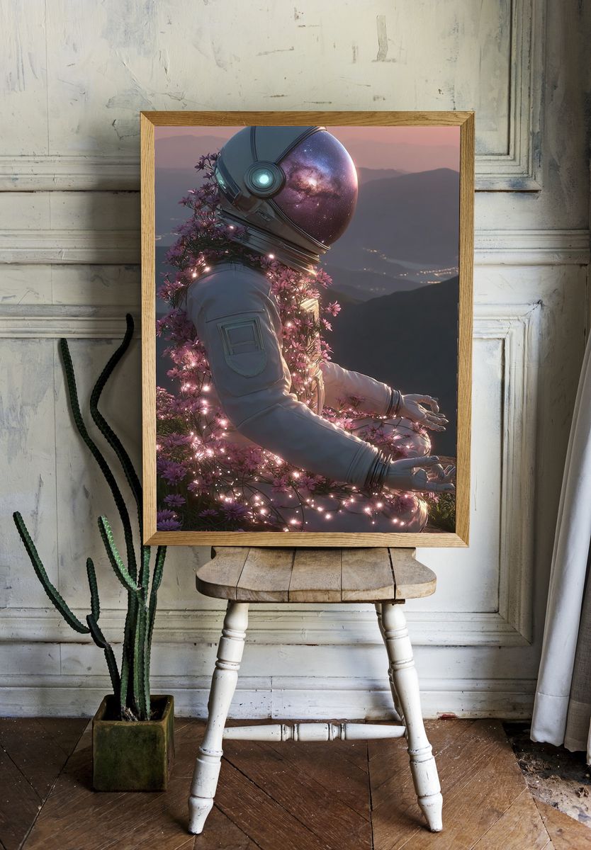 Cosmic Astronaut Meditation Print. room preview