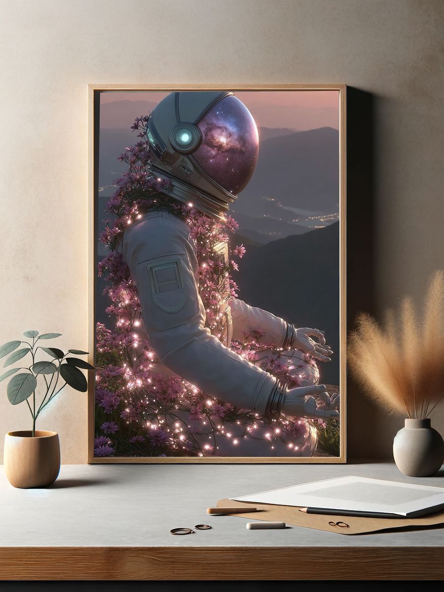 Cosmic Astronaut Meditation Print. — room view 2