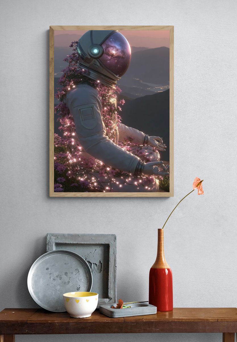 Cosmic Astronaut Meditation Print. — room view 3