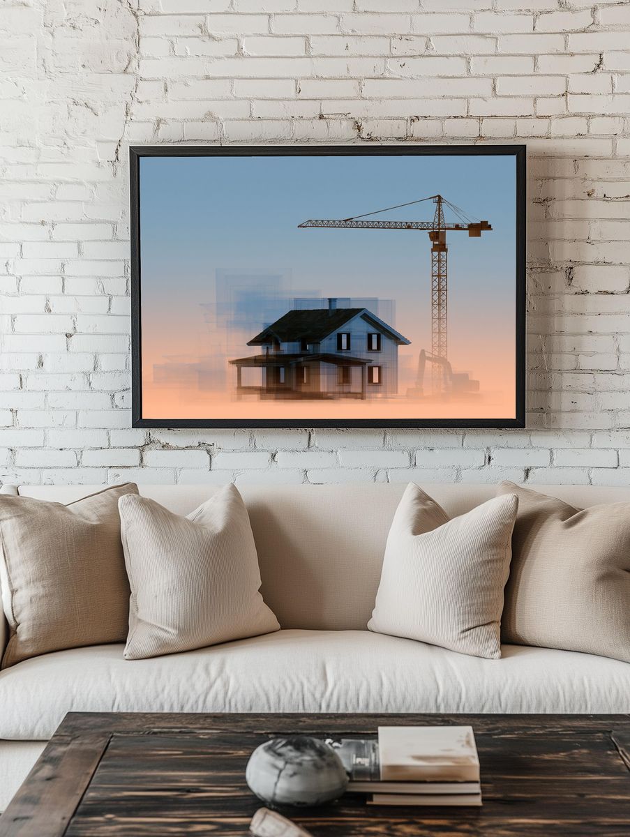 House Construction Crane Illustration Poster. room preview
