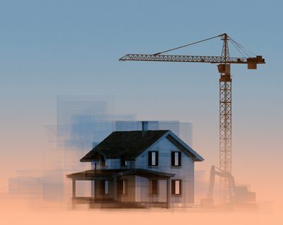 House Construction Crane Illustration Poster.