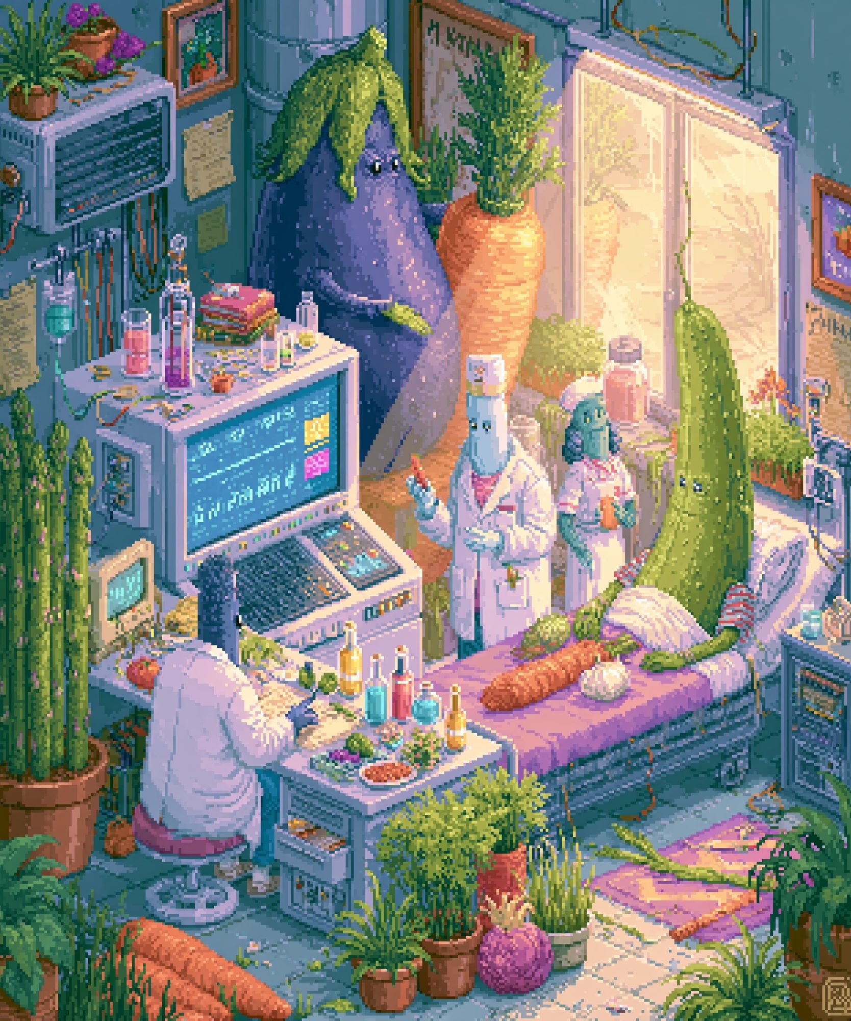 Pixel Plant Lab Illustration Poster. poster detail