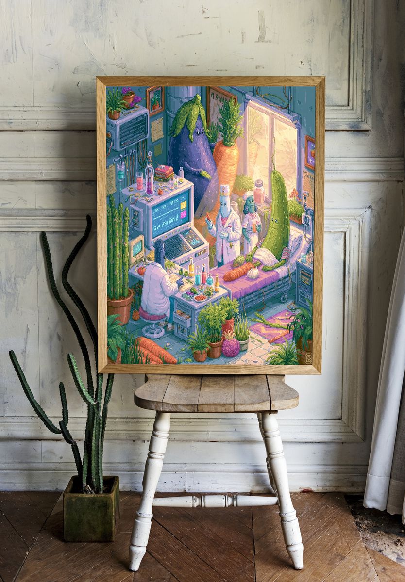 Pixel Plant Lab Illustration Poster. room preview