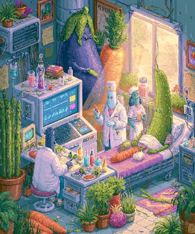 Pixel Plant Lab Illustration Poster. poster