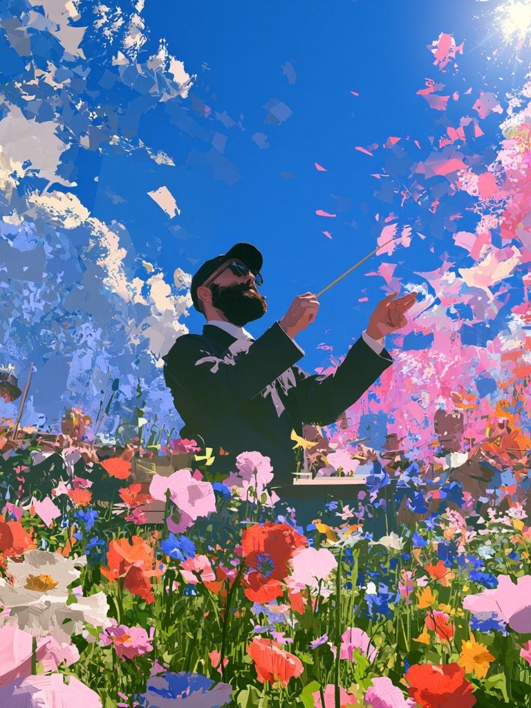 Flower Conductor Illustration Poster. poster detail