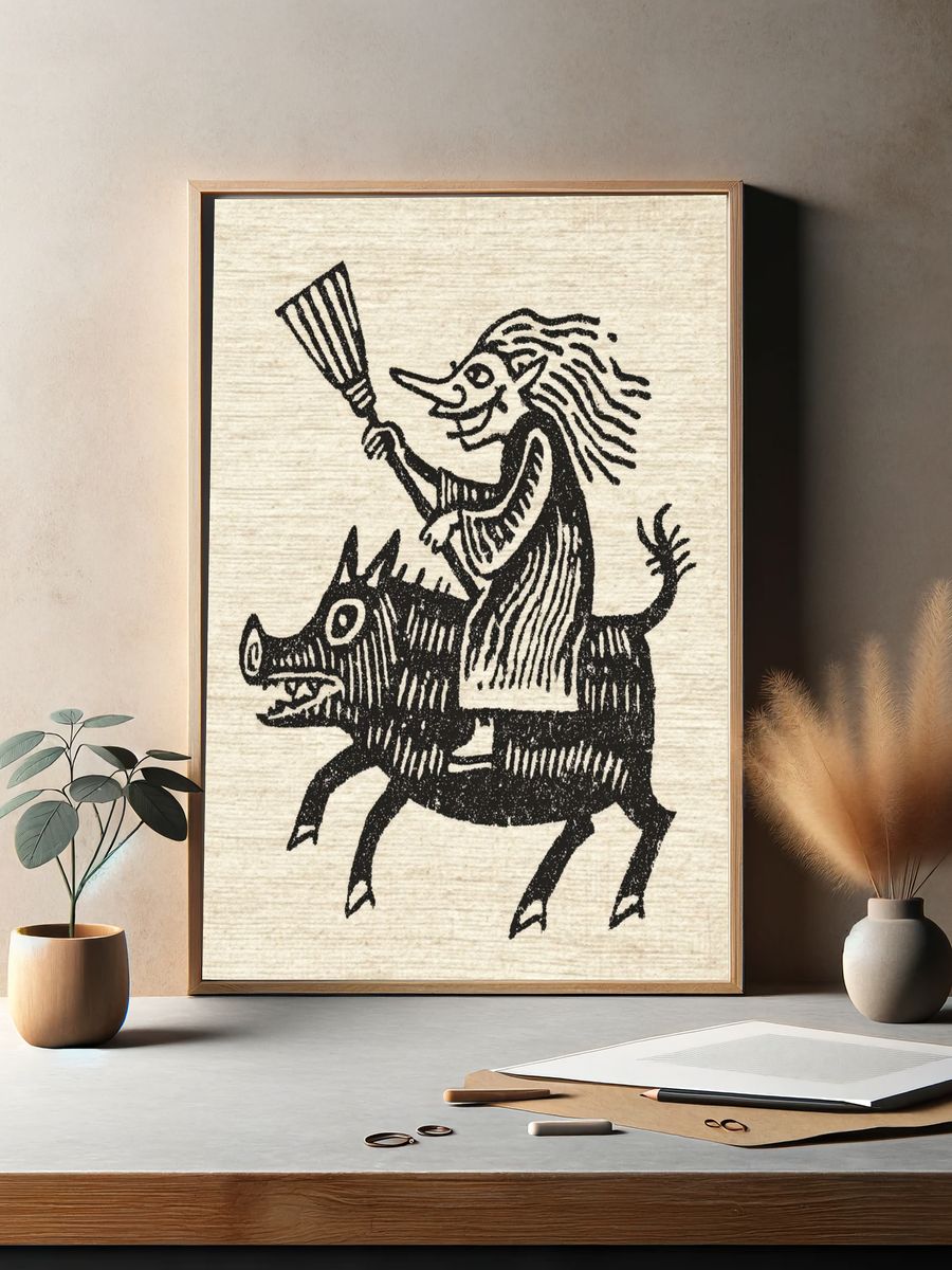 Folk Rider Illustration Print. — room view 2