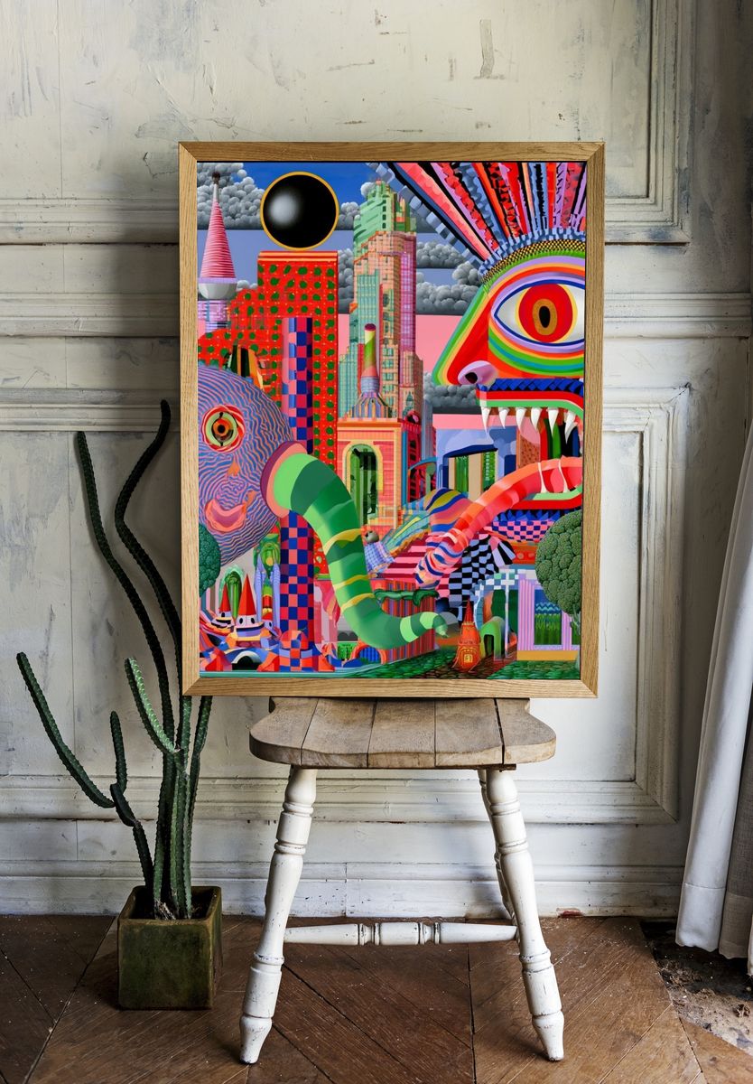 Celestial Sunburst Landscape Poster. room preview