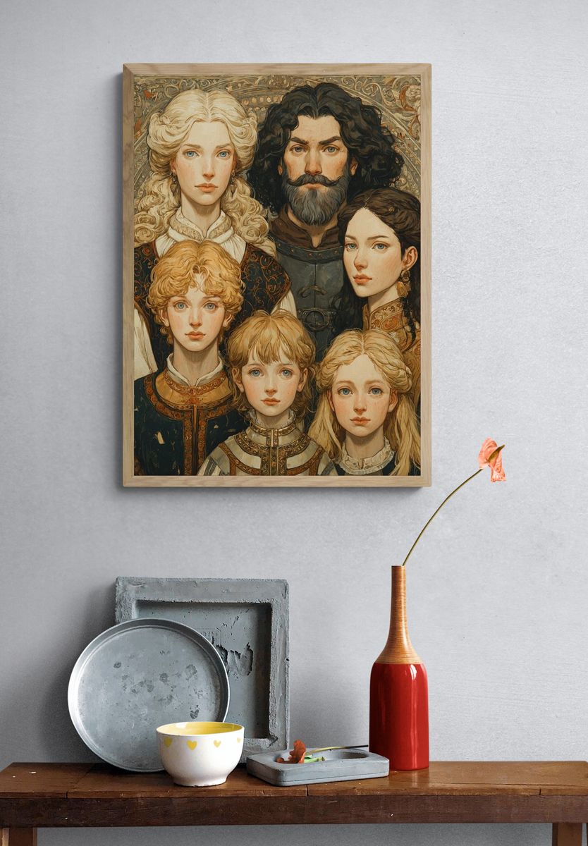 Medieval Family Portrait Print. — room view 3