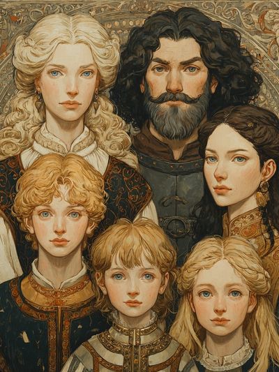 Medieval Family Portrait Print. poster